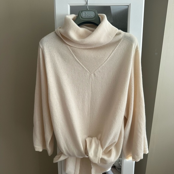 Rossi pure Italy 100% cashmere sweater poncho top ivory small - Picture 5 of 7